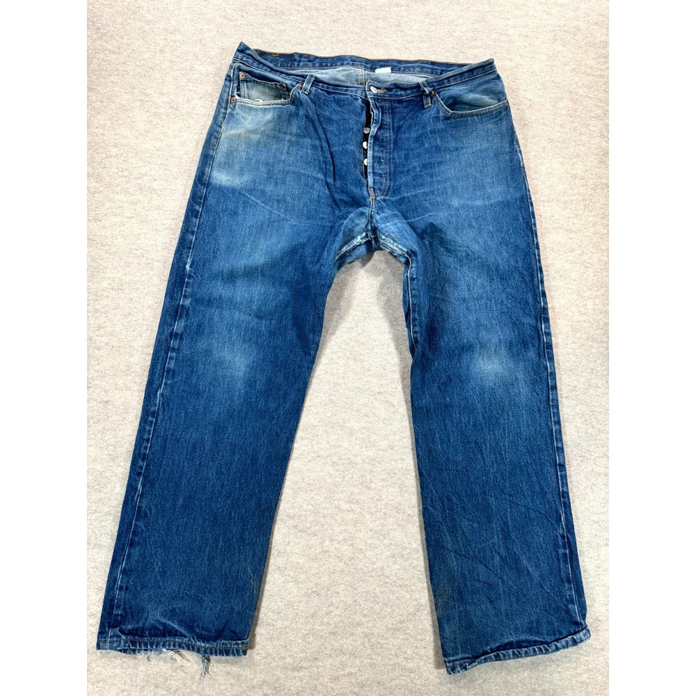 Levis 501 Original Jeans Mens 42x32 Blue Denim High Rise Straight Leg 00501-0115